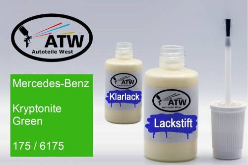 Mercedes-Benz, Kryptonite Green, 175 / 6175: 20ml Lackstift + 20ml Klarlack - Set, von ATW Autoteile West.